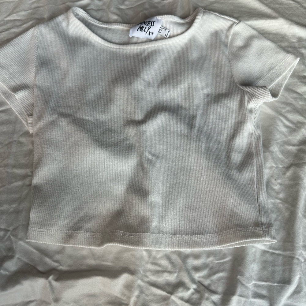 Princess Polly White Ribbed Crop Top